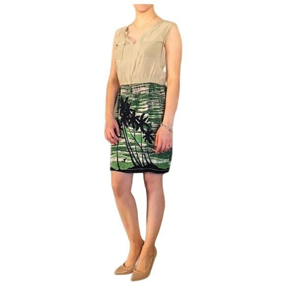 CHELSEA & VIOLET- WOMENS V-NECK PULL OVER PARADISE PRINT DRESS SIZE LARGE